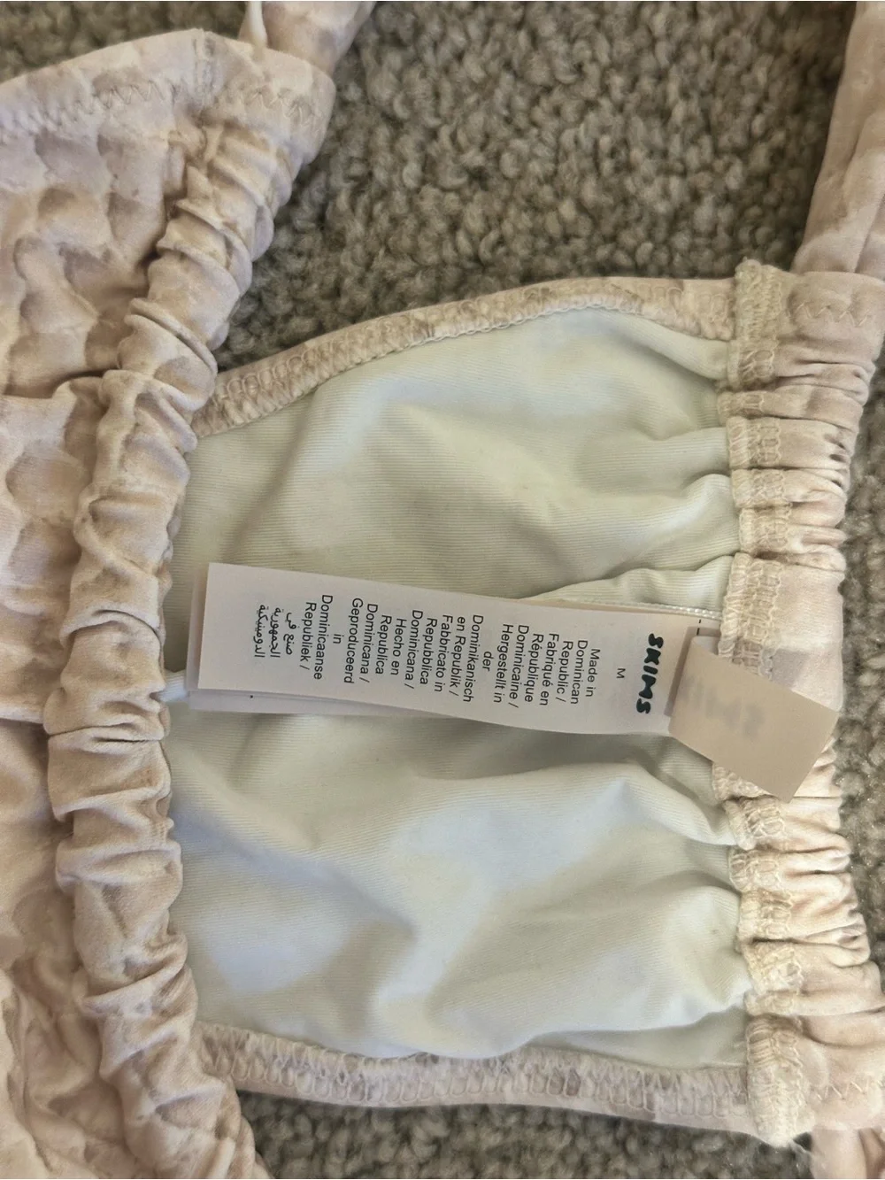 SKIMS Croc-Texture Bikini Bottom in Light Taupe